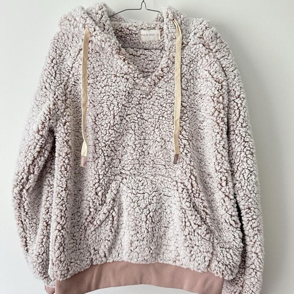 Unbranded Women's Pink and Cream Hoodie